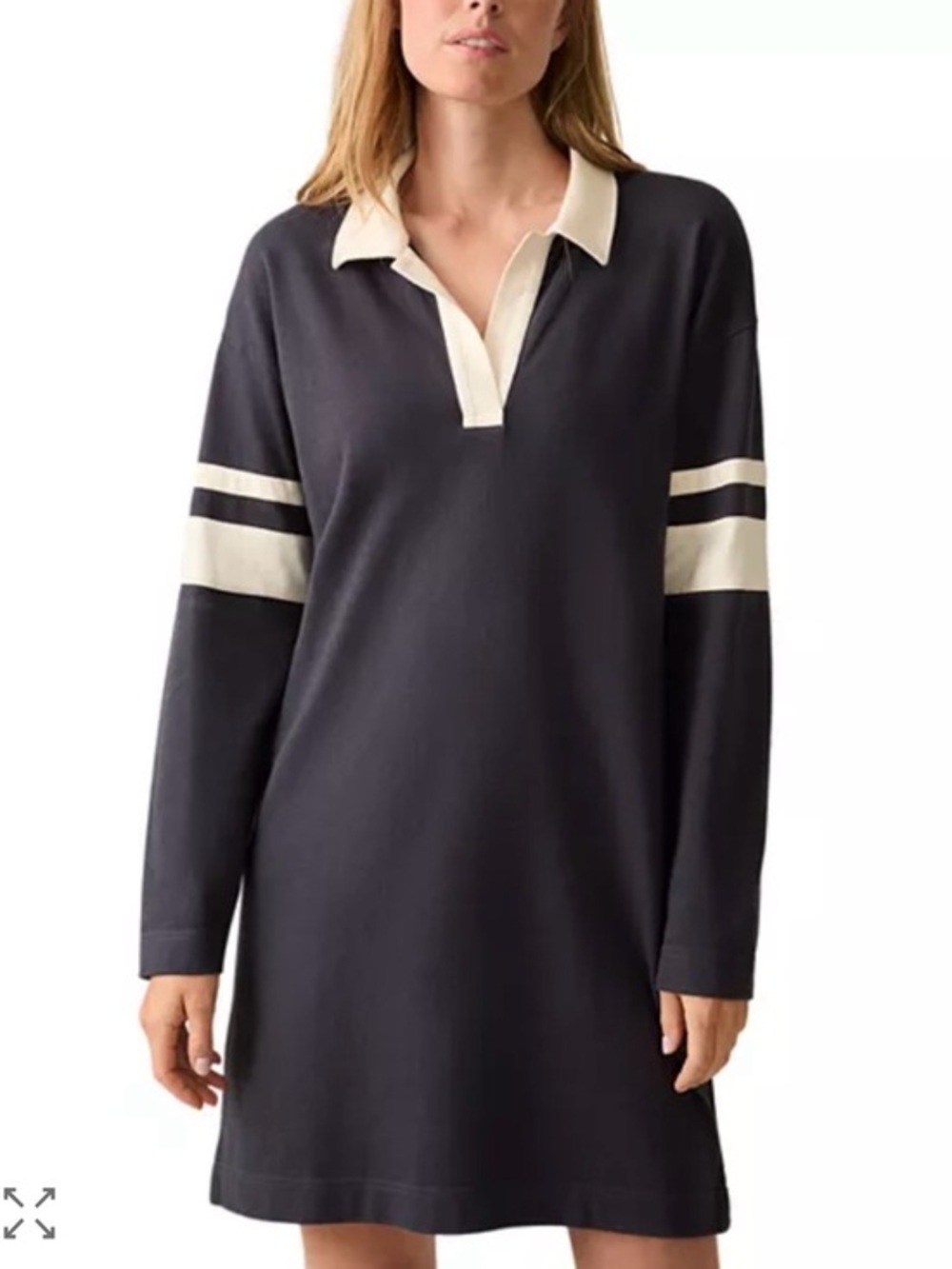 Faherty Sport Jersey Polo Dress Sea Storm Blue Long Sleeve Small NWT
